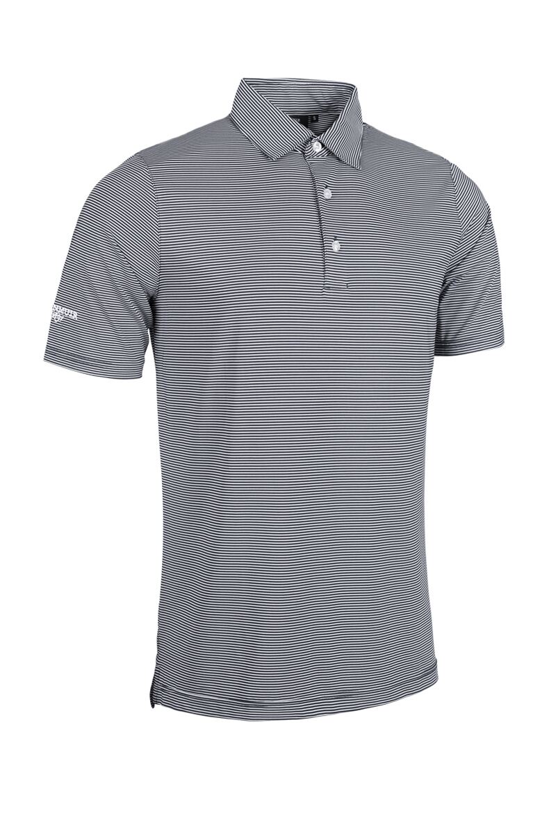 Mens Micro Stripe Performance Golf Polo Shirt Black/White S