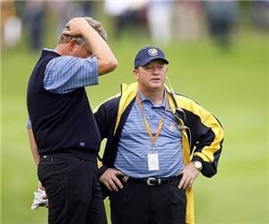 Montgomerie's team spent the morning modelling their Ryder Cup golf apparel