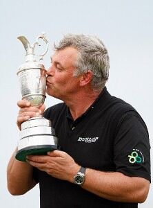 Darren Clarke wore black golf clothing as he won the Open.