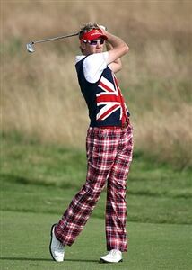 Pink features a great deal on Poulter's golf clothing