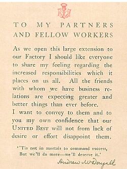 Speech By Andrew MacDougall 1922 Opening of New Factory in Lanark
