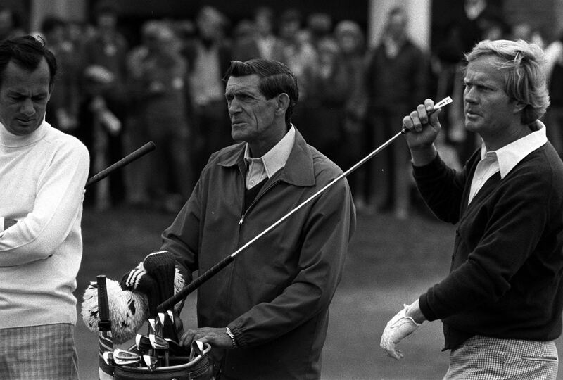 Jack Nicklaus and caddie Jimmy Dickinson at the Old Course in 1978