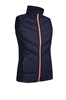 s.ALASKA Diagonal Bonded Quilted Thermal Golf Gilet - Navy/Coral Shell Print