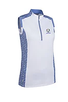 g.RYDER CUP ALICE Ryder Cup Printed Zip Sleeveless Performance Golf Shirt - White/Light BlueFlowers