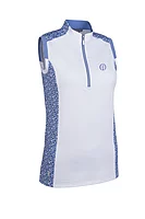 g.THE OPEN ALICE The Open Printed Zip Sleeveless Performance Golf Shirt - White/Light BlueFlowers