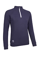 s.ALPINE Quarter Zip Rib Sleeve Heavyweight Lined Golf Sweater - Midnight Plum/White