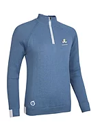 s.RYDER CUP ALPINE Ryder Cup Quarter Zip Rib Sleeve Lined Golf Sweater - Mineral Blue/White