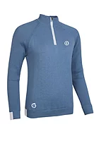 s.THE OPEN ALPINE The Open Quarter Zip Rib Sleeve Lined Golf Sweater - Mineral Blue/White
