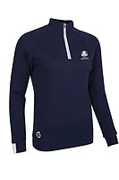 s.RYDER CUP ALPINE Ryder Cup Quarter Zip Rib Sleeve Heavyweight Lined Golf Sweater - Navy/White