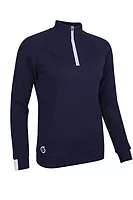 s.ALPINE Quarter Zip Rib Sleeve Heavyweight Lined Golf Sweater - Navy/White