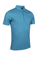 g.ALYTH Micro Tee Print Mercerised Cotton Golf Shirt - White/Lagoon