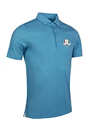 g.RYDER CUP ALYTH Ryder Cup Micro Tee Print Mercerised Cotton Golf Shirt - White/Lagoon