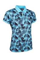g.THE OPEN AMELIA The Open Quarter Zip Printed Performance Golf Shirt - Aqua/Black Tropical Print