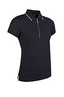 g.AMELIA Quarter Zip Printed Performance Golf Shirt - Black Diamond Print/Gold