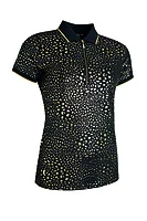 g.AMELIA SALE Quarter Zip Print Performance Golf Shirt Sale - Black/Gold