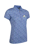 g.RYDER CUP AMELIA Ryder Cup Quarter Zip Print Performance Golf Shirt - Light Blue Flowers/Silver