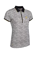 g.THE OPEN AMELIA The Open Quarter Zip Printed Performance Golf Shirt - Linen/Black Cheetah/Gold