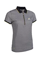 g.RYDER CUP AMELIA Ryder Cup Quarter Zip Print Performance Golf Shirt - Linen/Black Mosaic/Gold