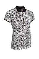 g.AMELIA Quarter Zip Printed Performance Golf Shirt - Linen/Black Cheetah/Gold