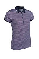 g.THE OPEN AMELIA The Open Quarter Zip Printed Performance Golf Shirt - Navy/Raspberry Mosaic/Silver