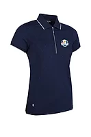 g.RYDER CUP AMELIA Ryder Cup Quarter Zip Print Performance Golf Shirt - Navy Diamond Print/Silver