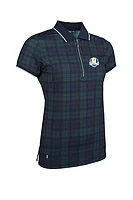 g.RYDER CUP AMELIA Ryder Cup Quarter Zip Print Performance Golf Shirt - Tartan/Navy
