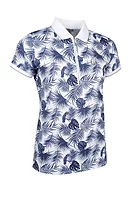 g.THE OPEN AMELIA The Open Quarter Zip Printed Performance Golf Shirt - White/Navy Tropical Print