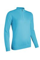 g.AMIRA Quarter Zip Merino Lightweight Golf Sweater - Aqua