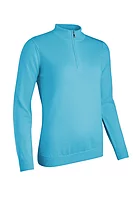 g.AMIRA Quarter Zip Merino Lightweight Golf Sweater - Aqua