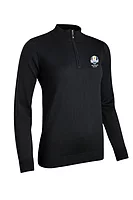 g.RYDER CUP AMIRA Ryder Cup Quarter Zip Merino Lightweight Golf Sweater - Black