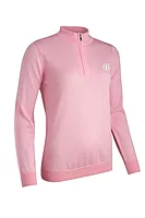 g.THE OPEN AMIRA The Open Quarter Zip Merino Lightweight Golf Sweater - Candy