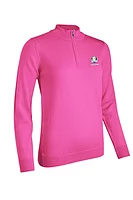 g.RYDER CUP AMIRA Ryder Cup Quarter Zip Merino Lightweight Golf Sweater - Hot Pink