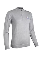 g.RYDER CUP AMIRA Ryder Cup Quarter Zip Merino Lightweight Golf Sweater - Light Grey Marl