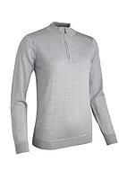 g.AMIRA Quarter Zip Merino Lightweight Golf Sweater - Light Grey Marl