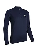 g.RYDER CUP AMIRA Ryder Cup Quarter Zip Merino Lightweight Golf Sweater - Navy