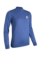 g.RYDER CUP AMIRA Ryder Cup Quarter Zip Merino Lightweight Golf Sweater - Tahiti Marl