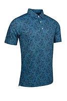 g.ANDREWS Paisley Print Performance Golf Shirt - Lagoon/Black