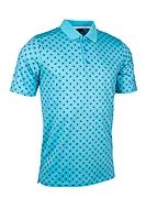 g.ANGUS SALE Scottie Dog Print Performance Golf Shirt Sale - Aqua/Black