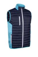 s.ANTON SALE Full Zip Padded Performance Golf Gilet Sale - Navy/Aqua/White