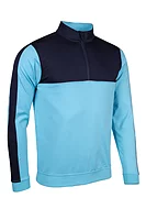 s.ARIZONA Quarter Zip Thermal Fleece Showerproof Golf Midlayer - Aqua/Navy