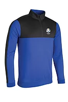 s.RYDER CUP ARIZONA Ryder Cup Quarter Zip Thermal Fleece Showerproof Golf Midlayer - Electric Blue/Black