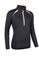 s.AROSA SALE Quarter Zip Panelled Showerproof Golf Midlayer Sale - Black/Gold