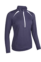 s.AROSA Quarter Zip Panelled Showerproof Golf Midlayer - Midnight Plum/White