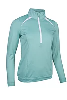 s.AROSA Quarter Zip Panelled Showerproof Golf Midlayer - Mint/White