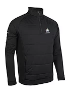 g.RYDER CUP ARRAN Ryder Cup Quarter Zip Performance Hybrid Midweight Golf Midlayer - Black