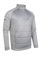 g.RYDER CUP ARRAN Ryder Cup Quarter Zip Performance Hybrid Midweight Golf Midlayer - Light Grey Herringbone