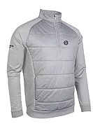 g.THE OPEN ARRAN The Open Quarter Zip Performance Hybrid Midweight Golf Midlayer - Light Grey Herringbone