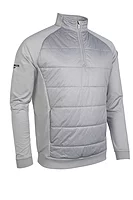 g.ARRAN Quarter Zip Performance Hybrid Midweight Golf Midlayer - Light Grey Herringbone