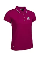 g.RYDER CUP ARWEN Ryder Cup Contrast Scalloped Performance Pique Golf Shirt - Raspberry/White