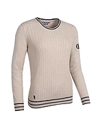g.THE OPEN ASHA The Open Crew Neck Micro Cable Midweight Merino Golf Sweater - Linen/Black